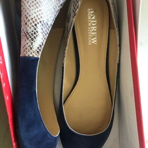 Andrew Stevens Blue and Gray Loafers with Snakeskin Detail